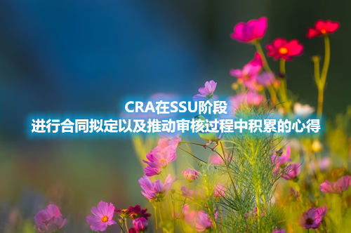 CRA在SSU階段進(jìn)行合同擬定以及推動(dòng)審核過(guò)程中積累的心得(圖1)